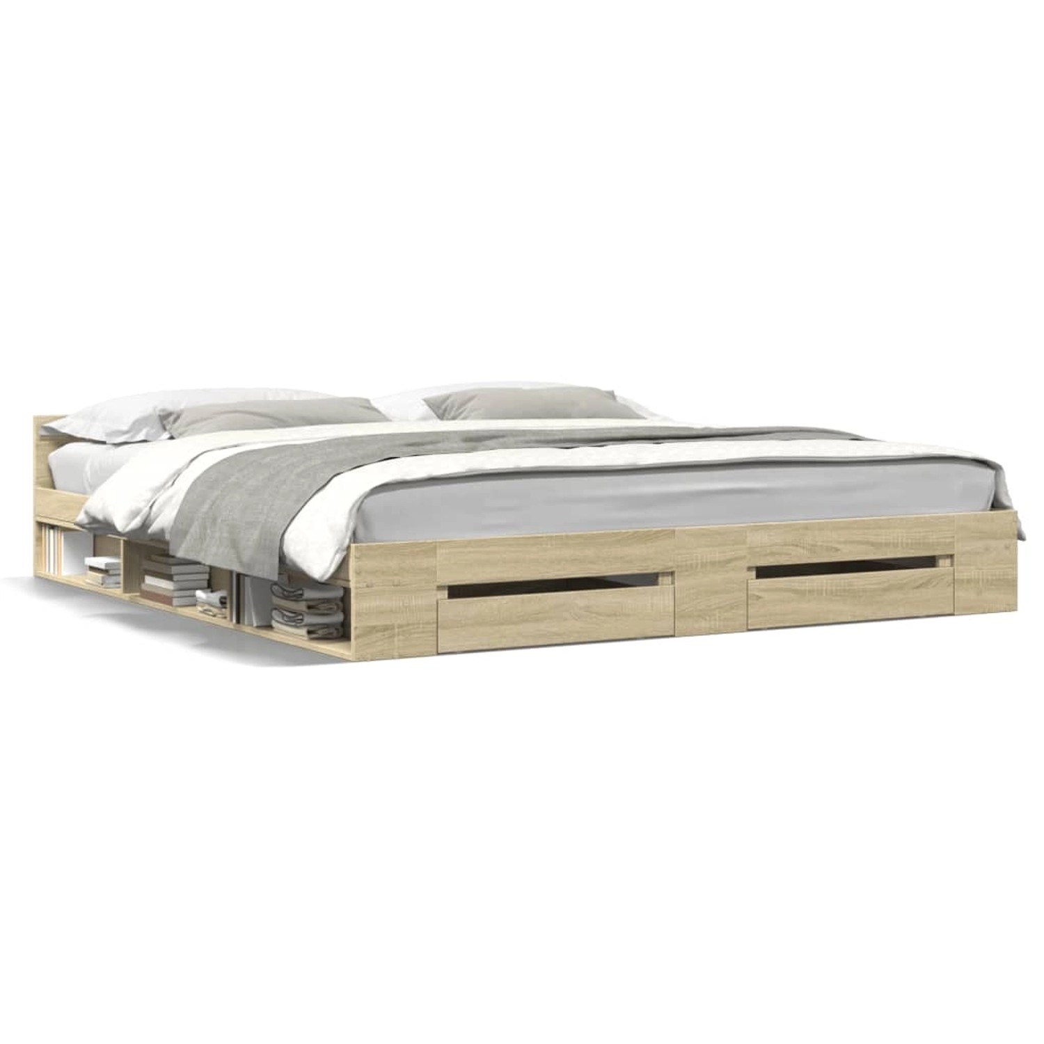 vidaXL Bettgestell mit Schubladen Sonoma-Eiche 200x200cm Holzwerkstoff 3280 günstig online kaufen