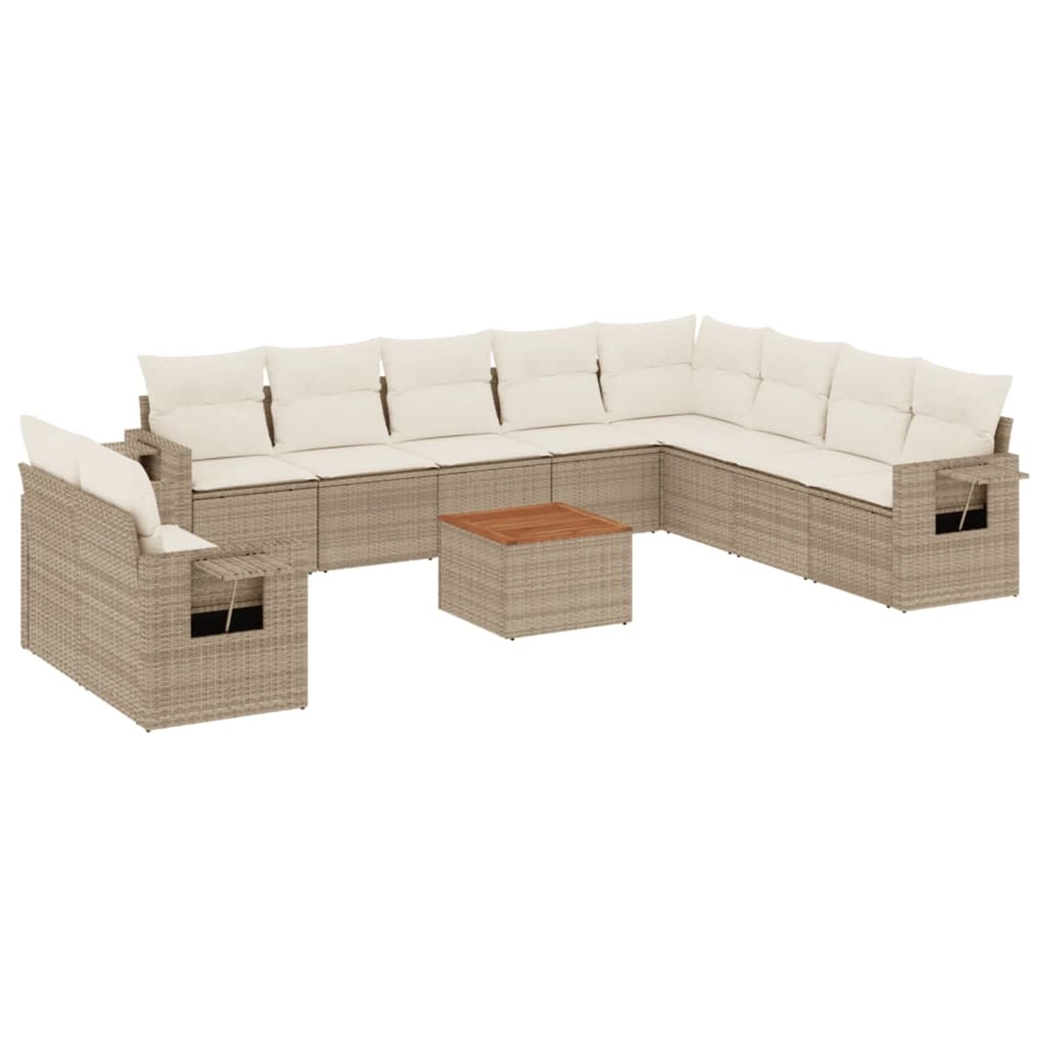 vidaXL 11-Tlg Garten-Sofagarnitur mit Kissen Beige Poly Rattan 3256968 günstig online kaufen