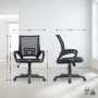 Ergonomischer, schwarzer DELUKE Bürostuhl ZEOS mit Netzbespannung und verstellbarer Höhe.