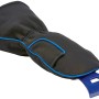 OBI Eiskratzer mit Stulpenhandschuh, blauem Kratzer und schwarzem Handschuh.