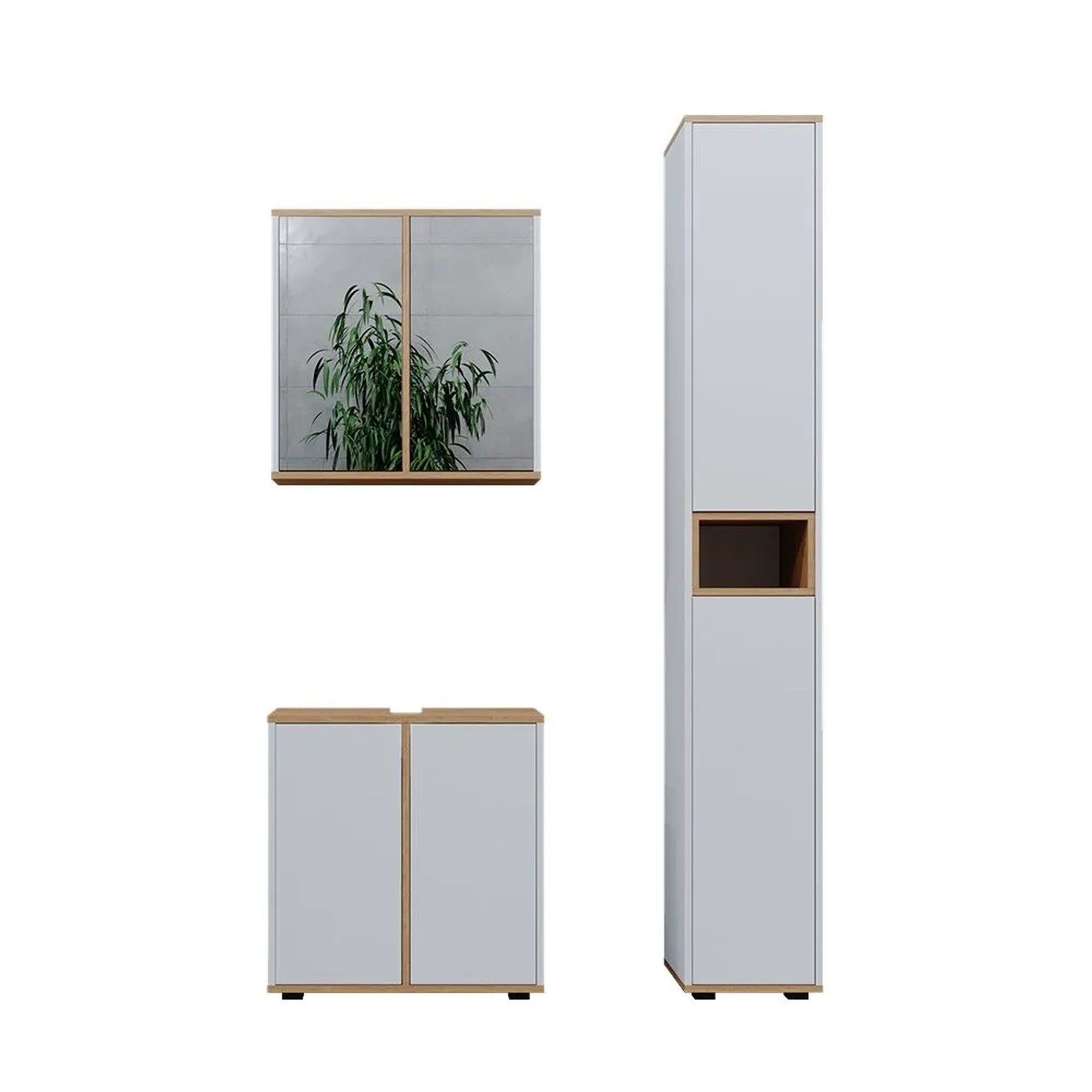 Vicco Badmöbel-Set Didi Weiß/Artisan-Eiche 60 x 62 3-teilig