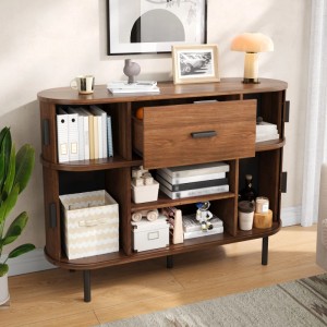 Merax Sideboard mit Schiebetüren Schublade Stauraumschrank Wohnzimmer