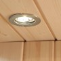 Detailaufnahme: Integrierter Halogenspot in der Weka Infrarotkabine Tanilla 1 aus Fichtenholz.