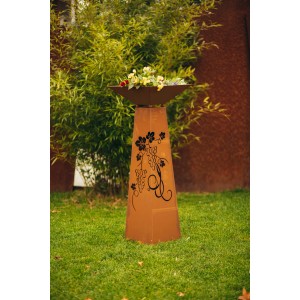 Edelrost Deko-Säule mit Traubenmuster, 116,5 cm hoch, für den Garten.