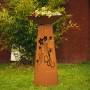Edelrost Deko-Säule mit Traubenmuster, 116,5 cm hoch, für den Garten.
