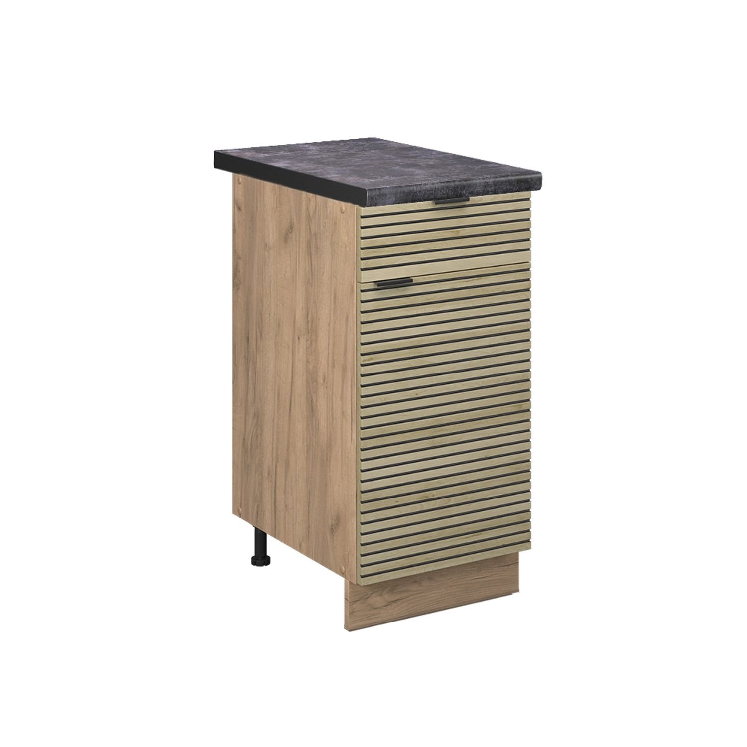 Vicco Küchenunterschrank Fame-Line Schubladenschrank für die Küche Eiche Paneel 40 cm AP Anthrazit