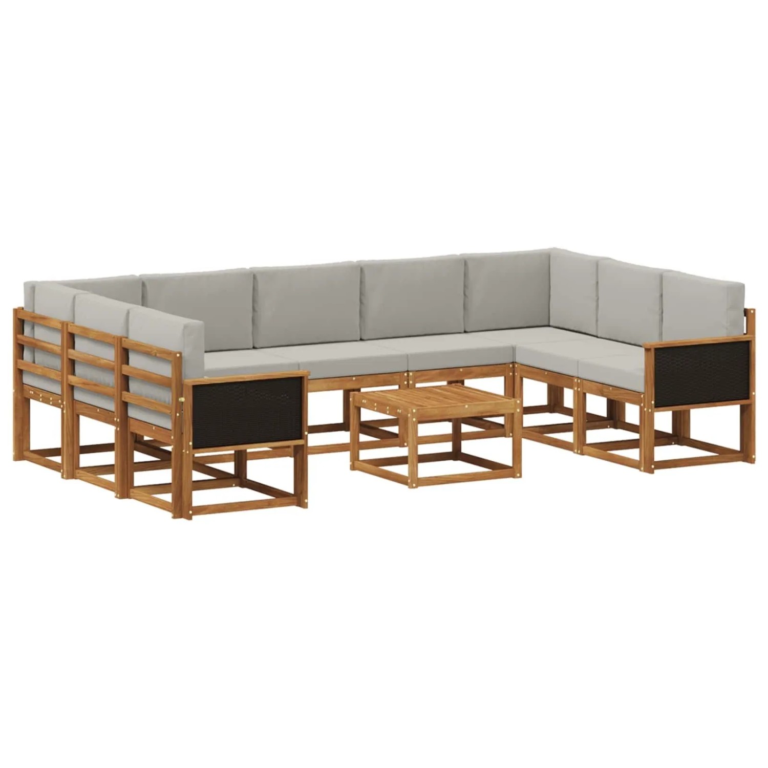 vidaXL Outdoor-Sofagarnitur mit Kissen 10 Stk Natur und Hellgrau 3385542
