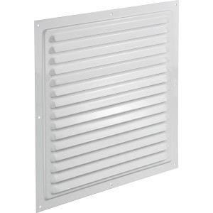 Weißes Abdeckgitter aus Aluminium, 300x300 mm, für Lüftung und Wandöffnungen.