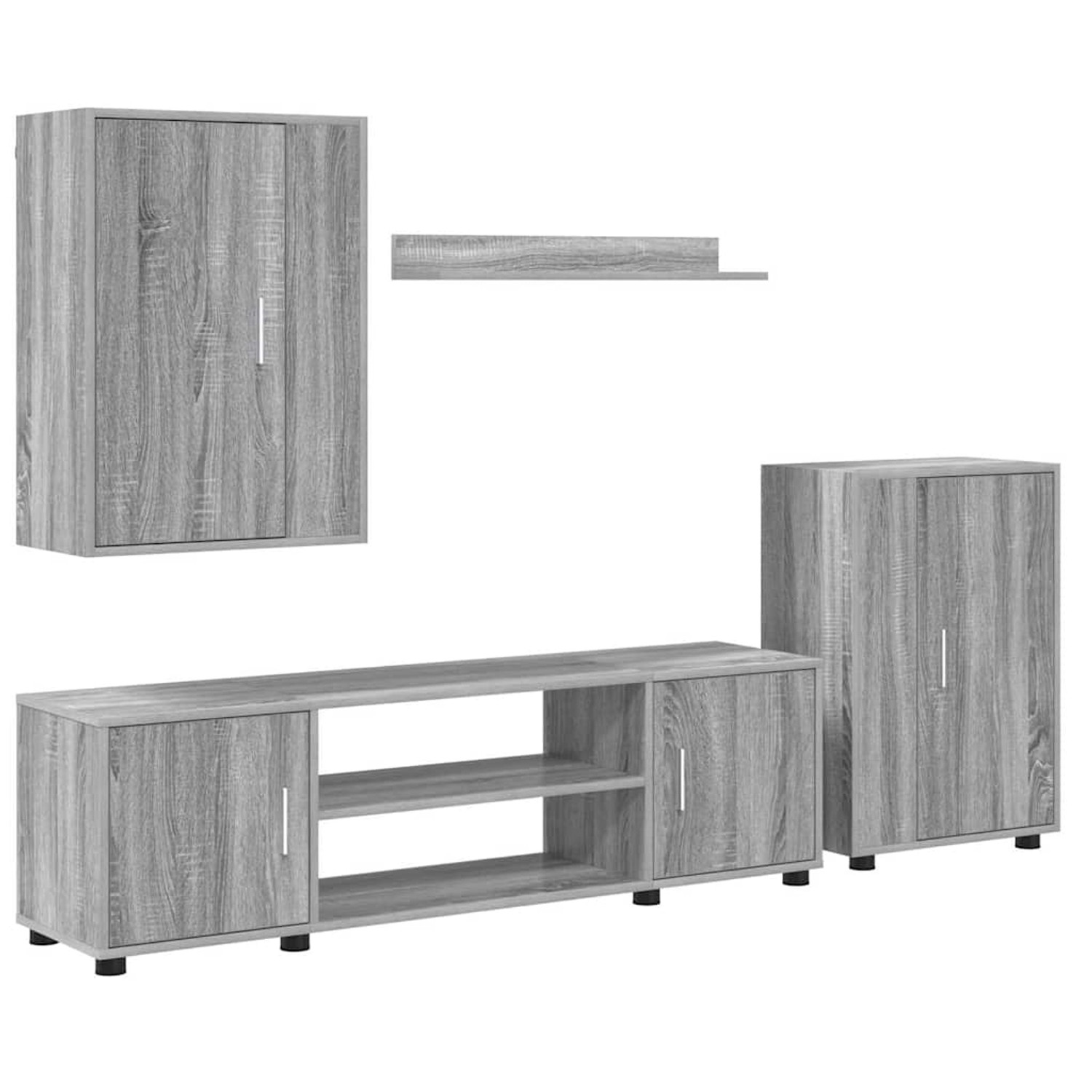 vidaXL 4-Teilige TV-Schrank Set Wandmontiert Grau Sonoma Holzwerkstoff 3397901