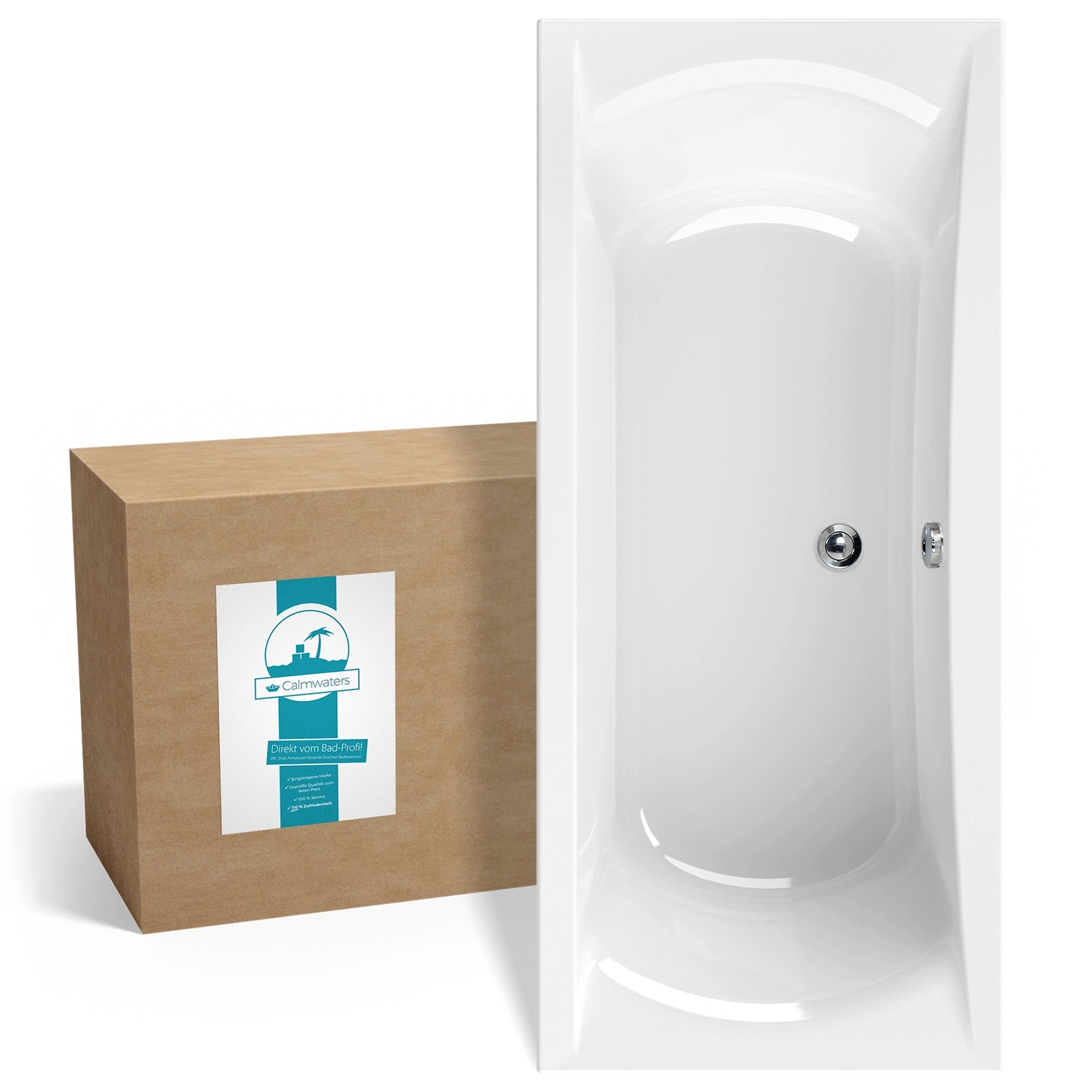 Calmwaters Duo-Badewanne Modern Curved 180x80 cm Körperformwanne Acryl 02SL3317