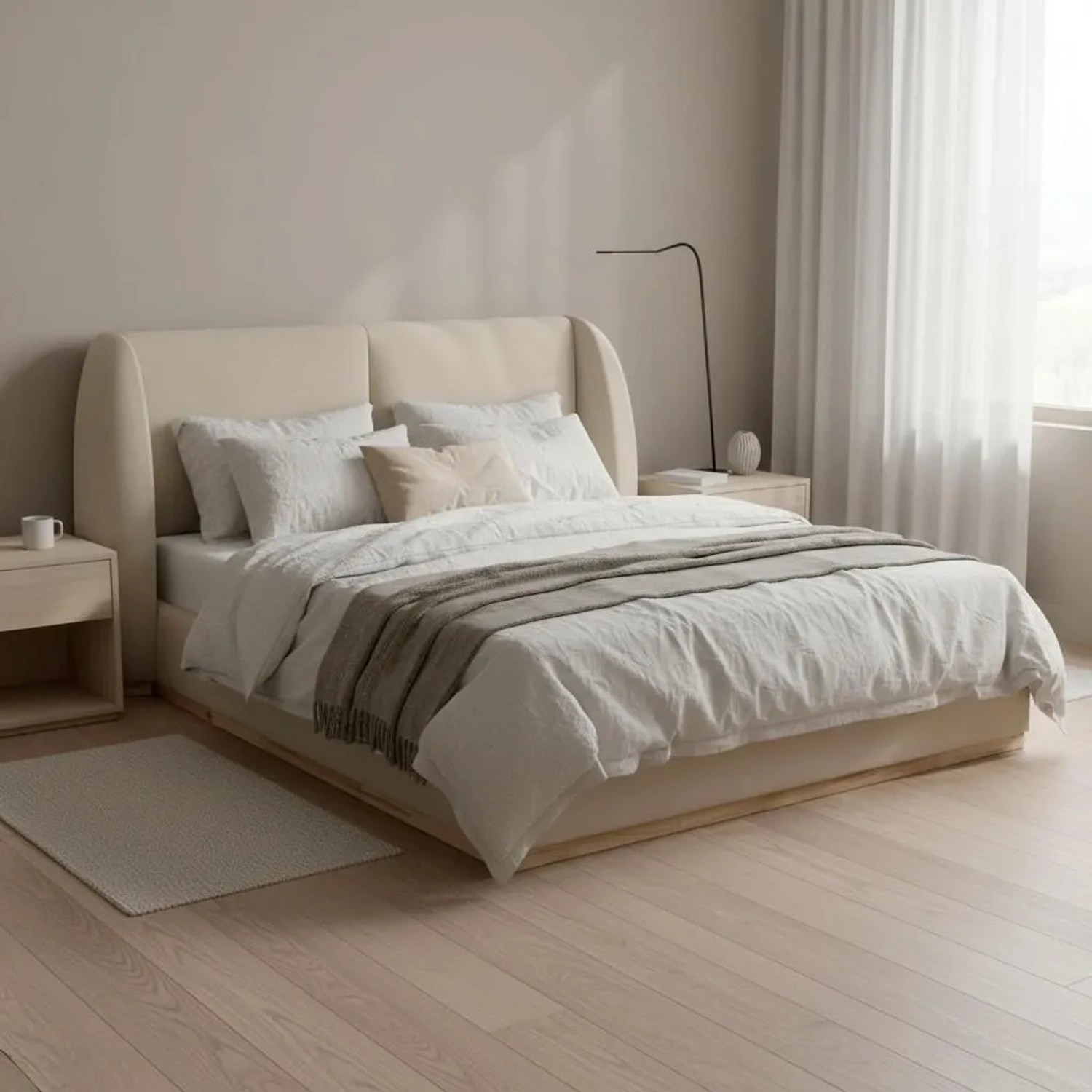 Bessagi Home Polsterbett Frida Hellbeige ca. 180x200 cm