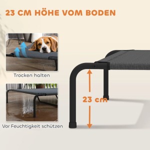 PawHut Erhöhtes Hundebett Stahl 152 x 94 x 23cm Grau
