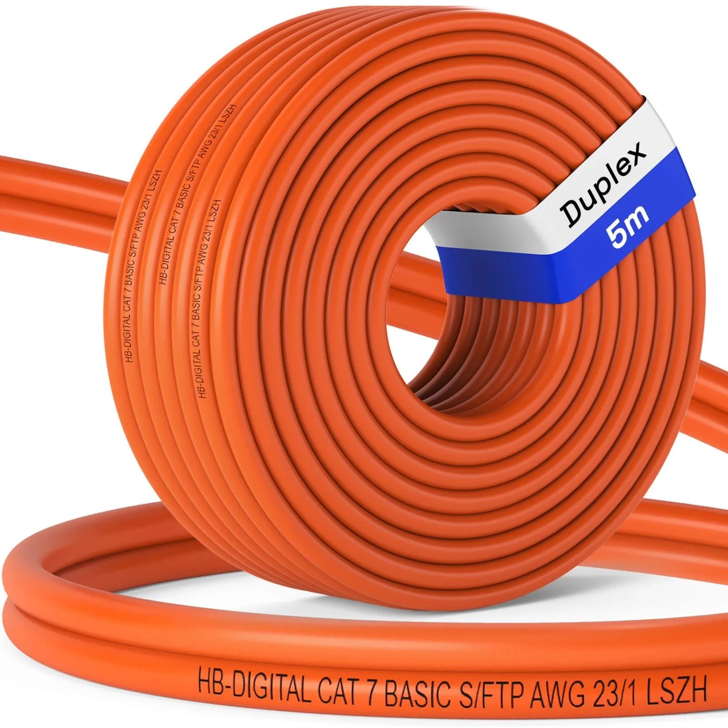 hb-digital Netzwerkkabel CAT 7 BASIC Duplex 5m AWG23 S/FTP LSZH Class Eca
