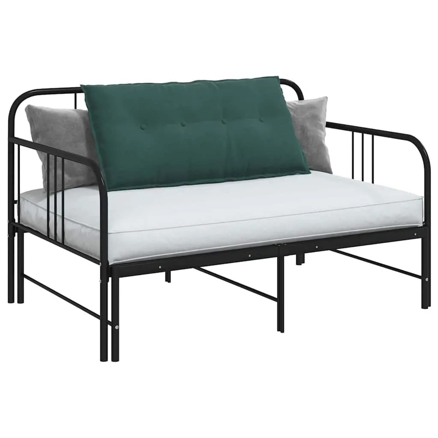 Dunkelgrünes vidaXL Rückenkissen (100x50 cm) aus Cordstoff auf einem Sofa.