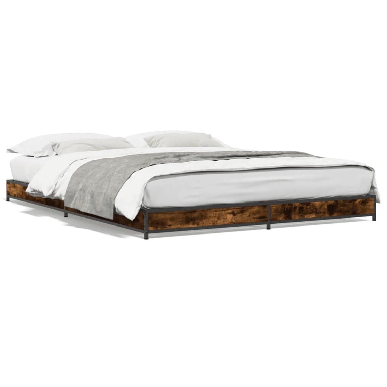 vidaXL Bettgestell Räuchereiche 120x200 cm Holzwerkstoff und Metall 845153 günstig online kaufen