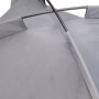 Detailansicht: Graue Knuffelwuff Hundeliege XL mit Sonnendach, Gestänge sichtbar.
