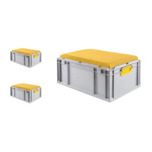 SparSet: Eurobox NextGen Sitzbox, gelber Deckel, 44L. Aufbewahrungsbox, Transportbox.
