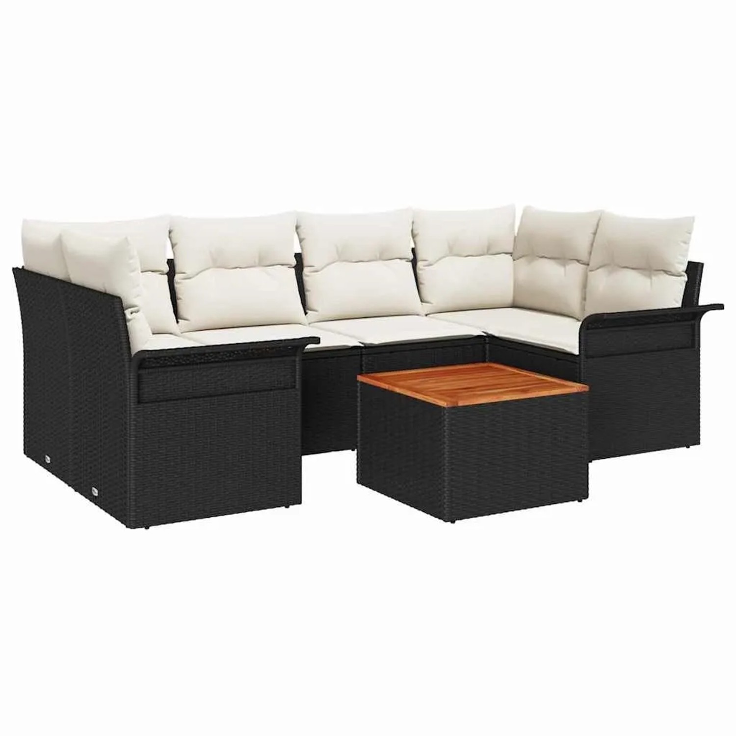 vidaXL Gartensofa-Set mit Speicher 7 Stk Schwarz und Creme Poly-Rattan 3355947