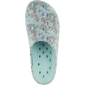 Hellblauer Blackfox Clog Lily Gr. 37 mit Blumenmuster, ideal als Gartenbekleidung.