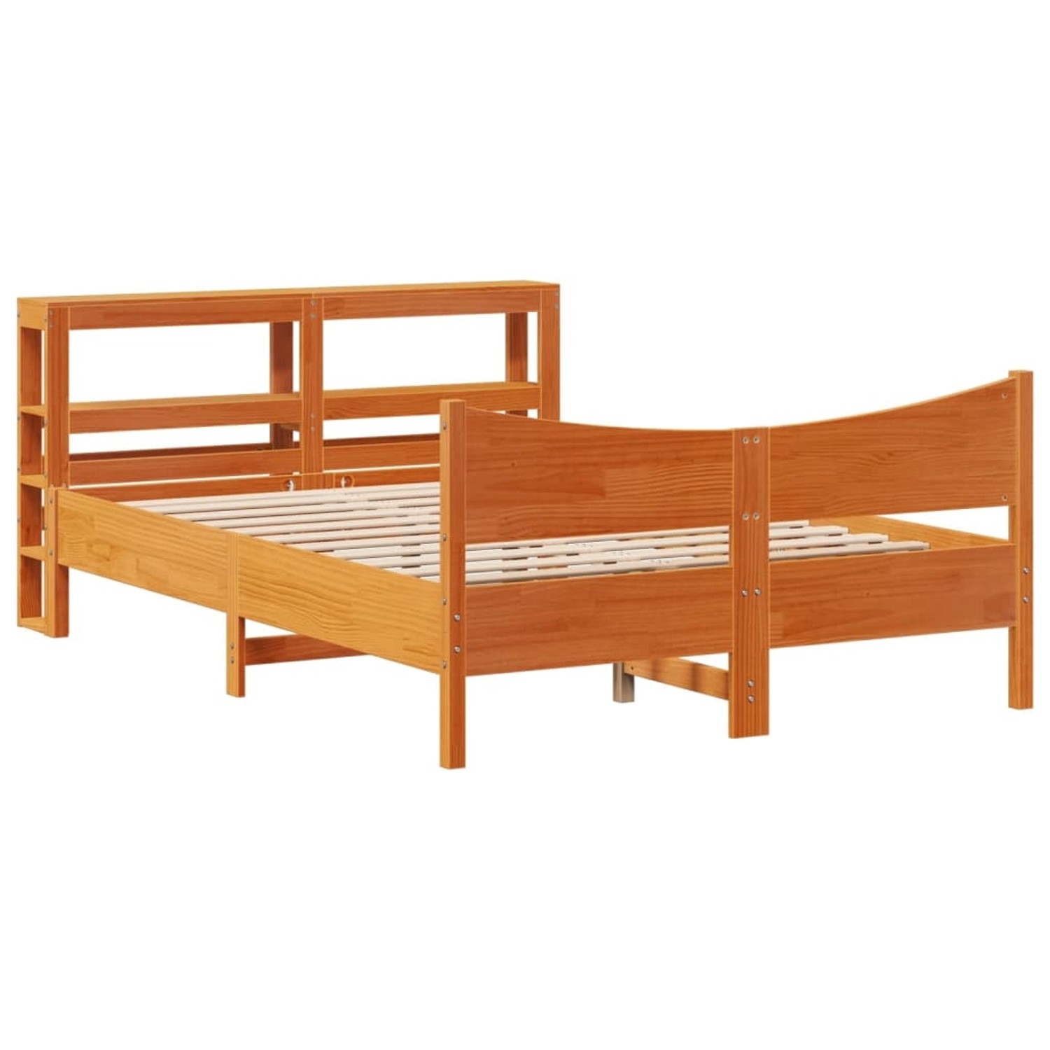 vidaXL Massivholzbett mit Kopfteil Wachsbraun 140x190 cm Kiefer 3306317 günstig online kaufen