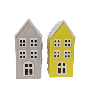 Boltze Dekoaufsteller Ciera, Hausform in Gelb und Beige, 17cm, Dekofiguren für Wohnraum.