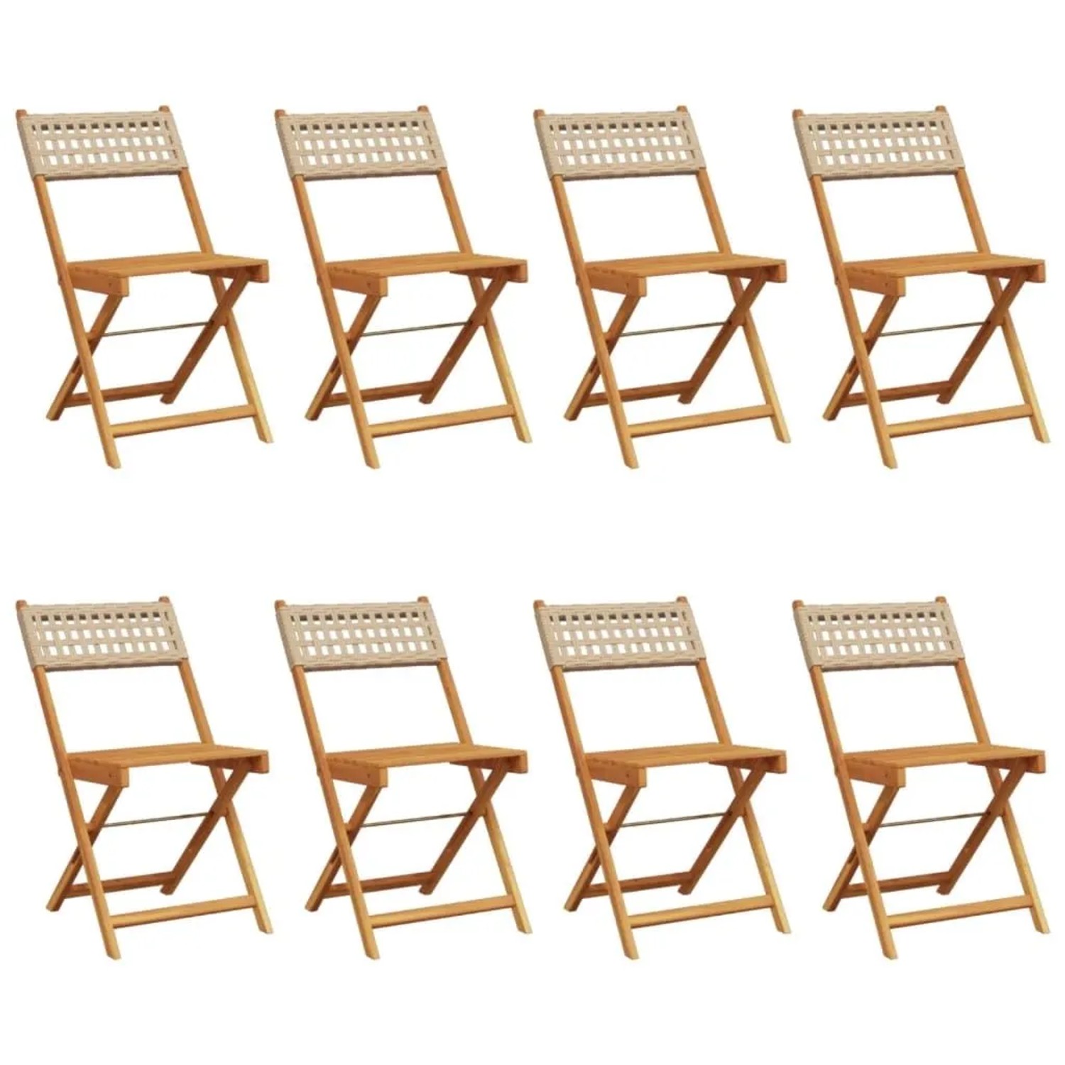 vidaXL Gartenstühle 8 Stk Klappbar Beige Poly Rattan & Massivholz 3214600 günstig online kaufen