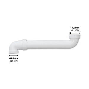 Weißer Spültisch-Raumsparablaufbogen, 44,8 mm (G 1 1/2), aus Kunststoff für Spülbecken.