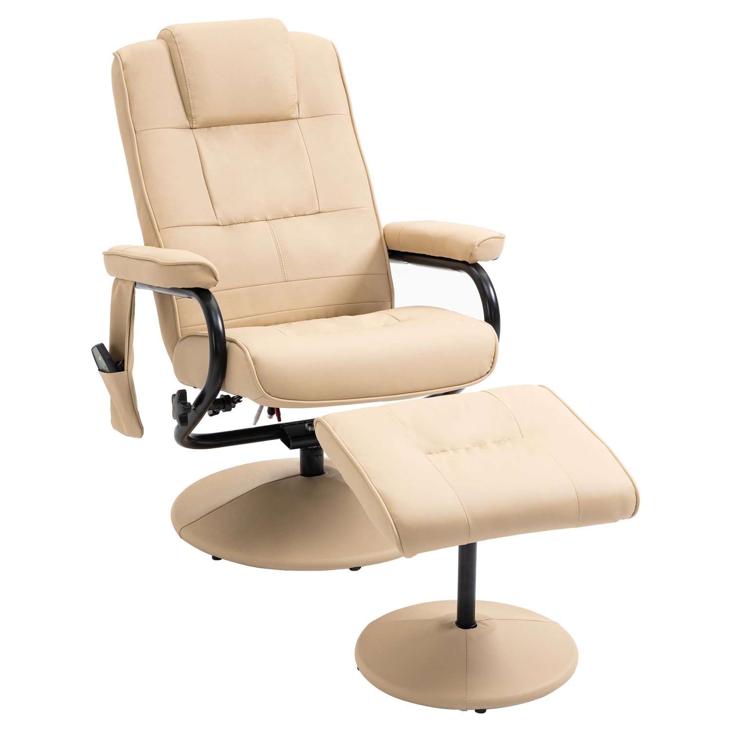HOMCOM Massagesessel mit Hocker Liegefunktion Elektrisch Fernbedienung Crem günstig online kaufen