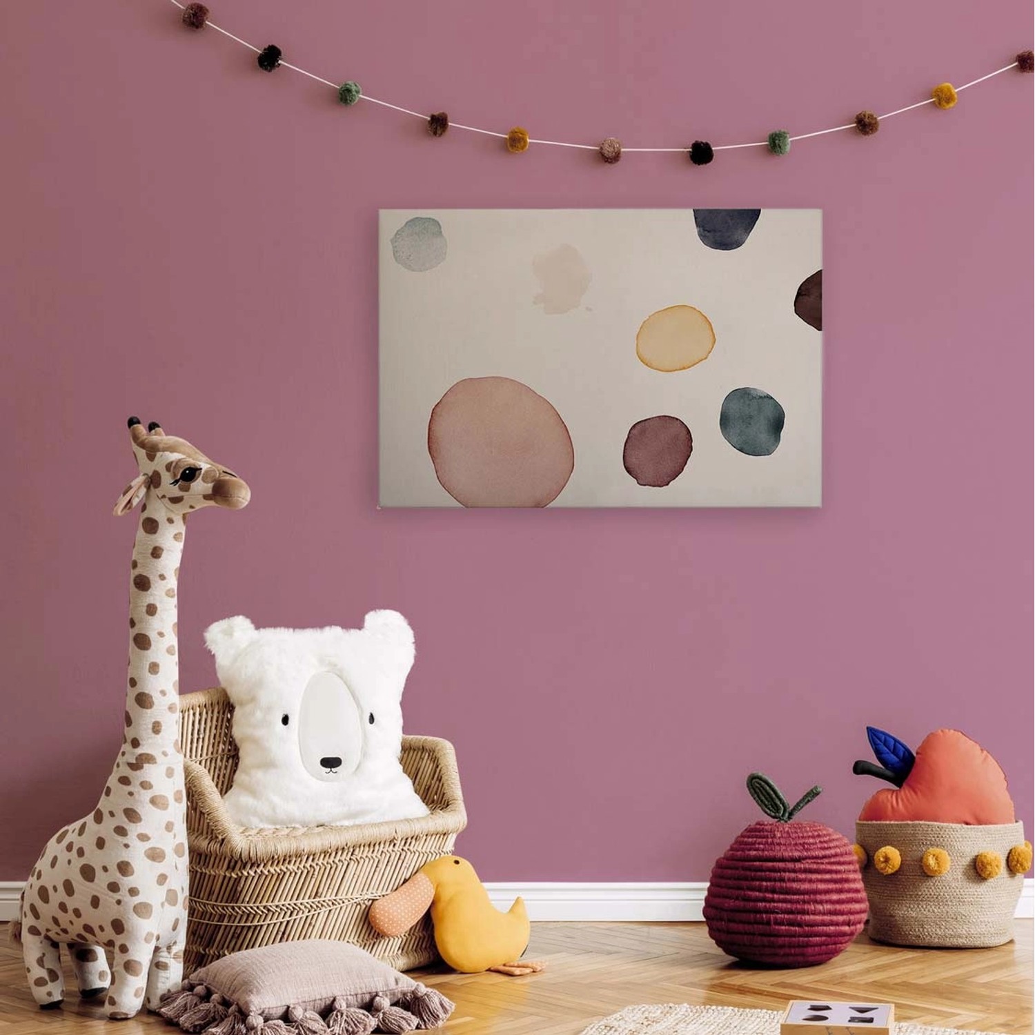 Bricoflor Bild Mit Punkten Für Kinderzimmer Und Wohnzimmer Leinwandbild In Aqaurell Optik Deko Wandbild Mit Farbklecksen
