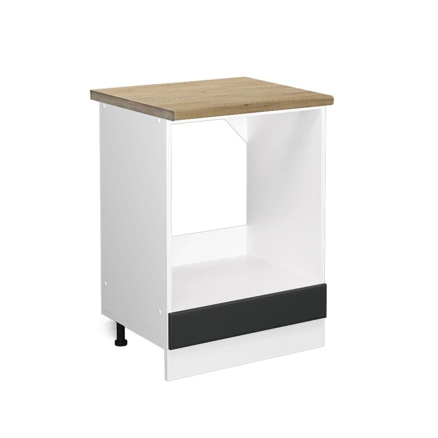 Vicco Herdumbauschrank R-Line Anthrazit Landhaus Weiß 60 cm AP Eiche