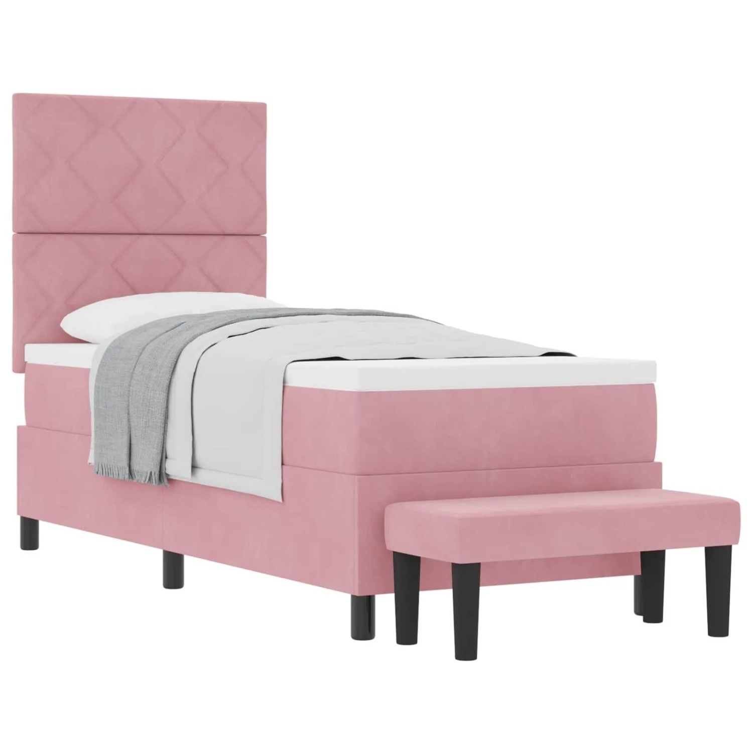 vidaXL Boxspringbett mit Matratze mit Kopfteil Rosa 80 x 200 cm Samt 3344545