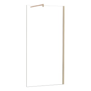 AICA Walk-In Dusche 130x200cm mit goldener Stabilisierungsstange und 8mm ESG Glas.