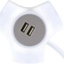 Schwaiger Y-Verteiler mit 3 Schuko-Steckdosen und 2 USB-Anschlüssen, 1,4 m Kabel.