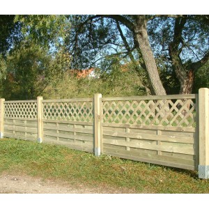 Druckimprägnierter Sichtschutzzaun Kassel, 90x180 cm, mit Rankausschnitt. Gartenzaun aus Holz.