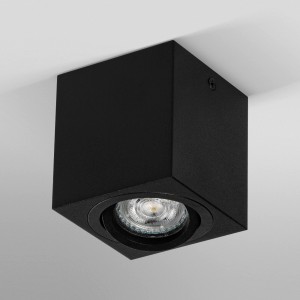 Schwarzer Ledvance Spot, 1-flammig, 8 cm, quadratische Aufbauleuchte für GU10 Leuchtmittel.