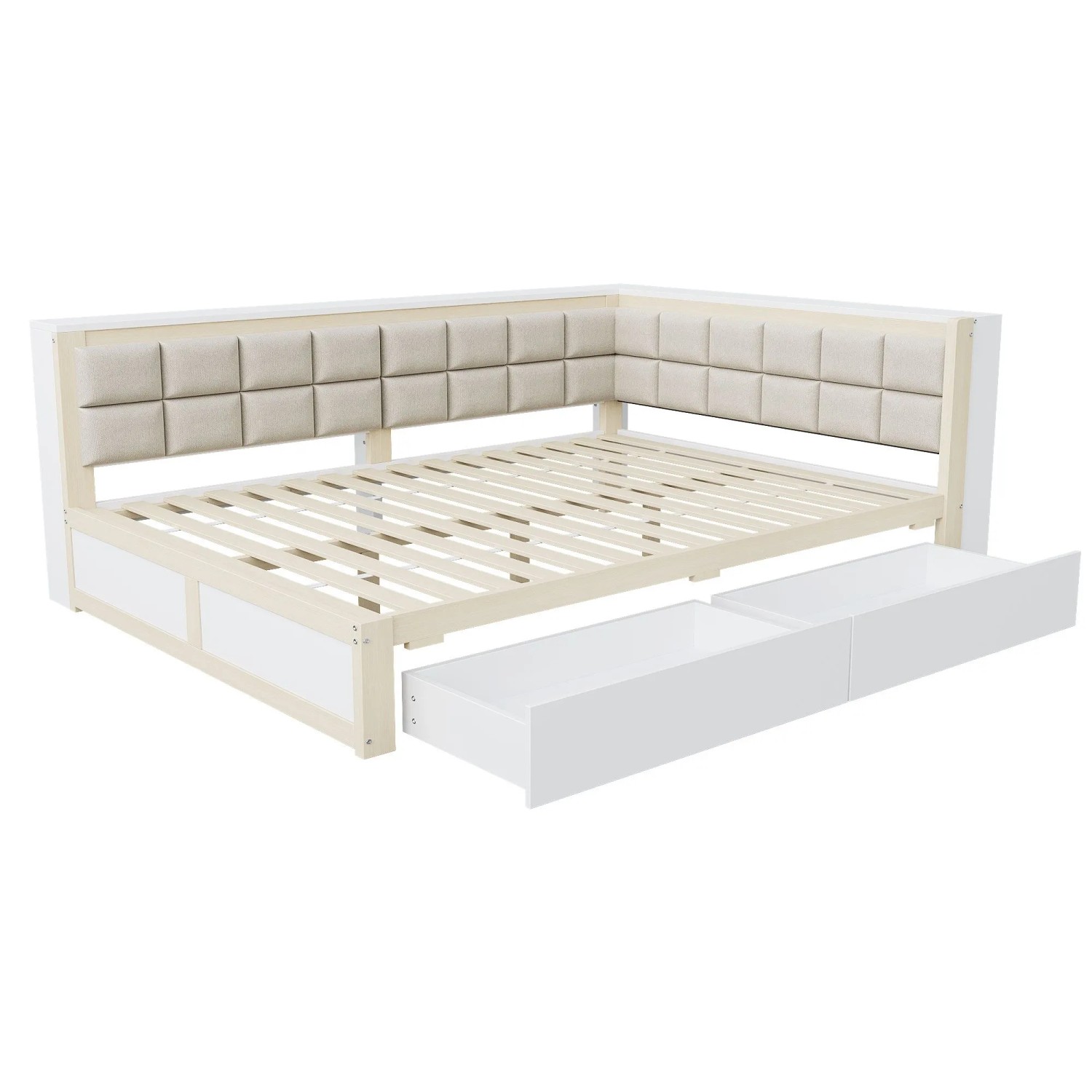 Merax Sofa-Bett 140x200cm Kiefer Rückenlehne Holzfarbe