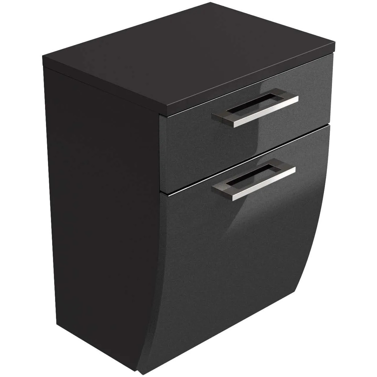 Posseik Bad-Hängeschrank Rima, anthrazit, 40 cm breit, mit zwei Schubladen und silberfarbenen Griffen.