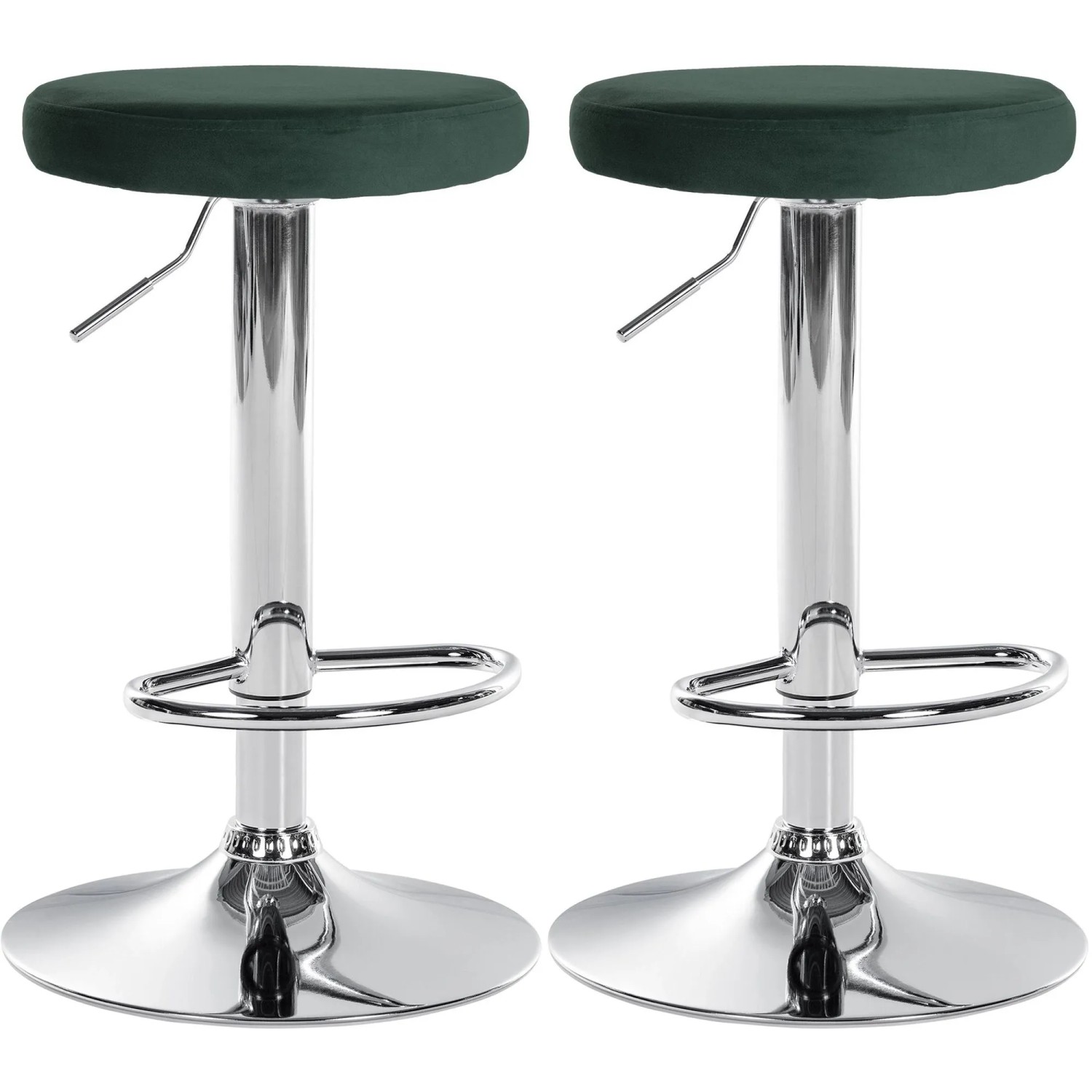 CLP 2er Set Barhocker Ponte Samt Metall in Chromoptik/grün