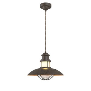 Lindby Pendelleuchte Louisanne 9621017 Maritim in Braun aus Metall 1-flammig E27 Flurleuchte