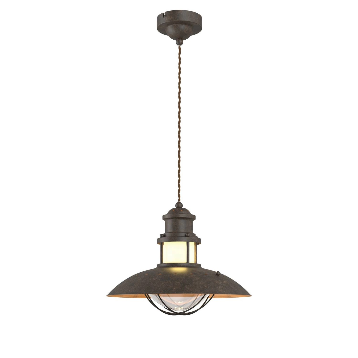 Lindby Pendelleuchte Louisanne 9621017 Maritim in Braun aus Metall 1-flammi günstig online kaufen