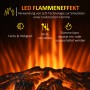 Realistischer LED-Flammeneffekt eines Elektrokamins mit glühenden Holzscheiten. Flamme separat schaltbar.