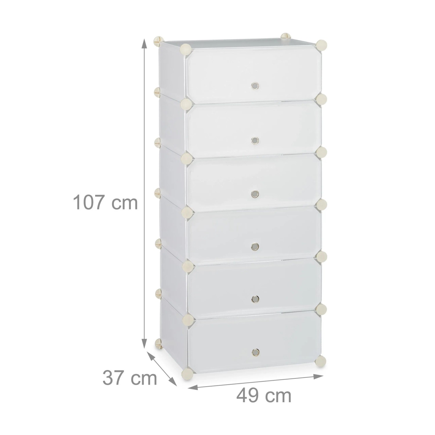 Weißer Relaxdays Schuhschrank mit 6 Fächern, Stecksystem aus Kunststoff/Metall, 107x49x37 cm. Platzsparend.