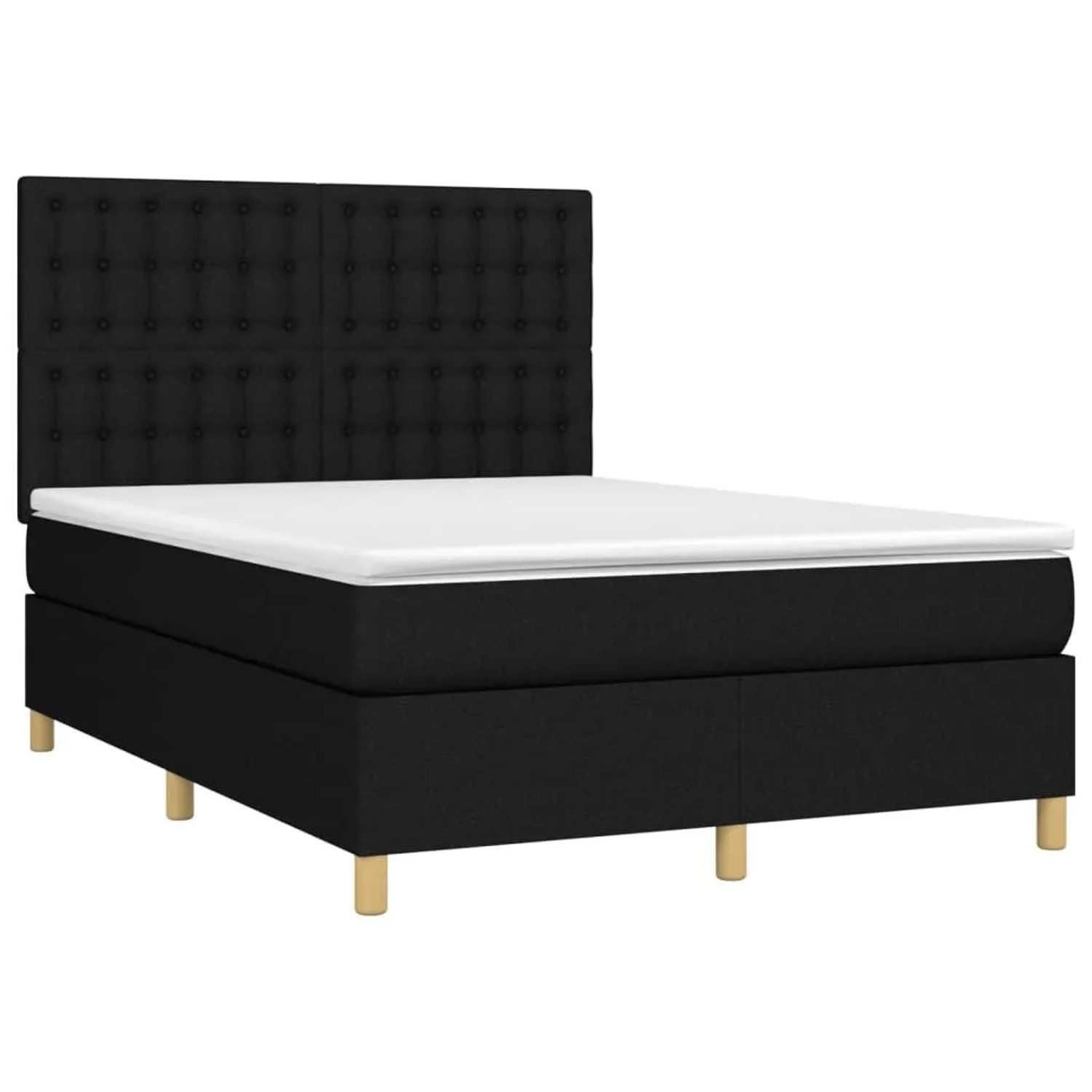 vidaXL Boxspringbett mit Matratze & LED Schwarz 140x200 cm Stoff 3135759 günstig online kaufen