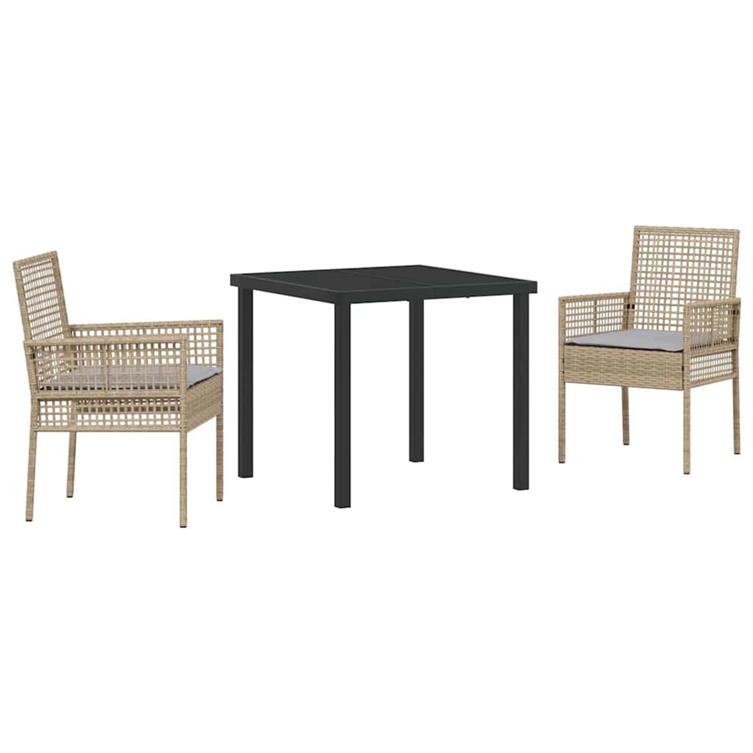 vidaXL 3-Teilige Garten Essgruppe mit Kissen Beiges Poly Rattan 3379884 günstig online kaufen