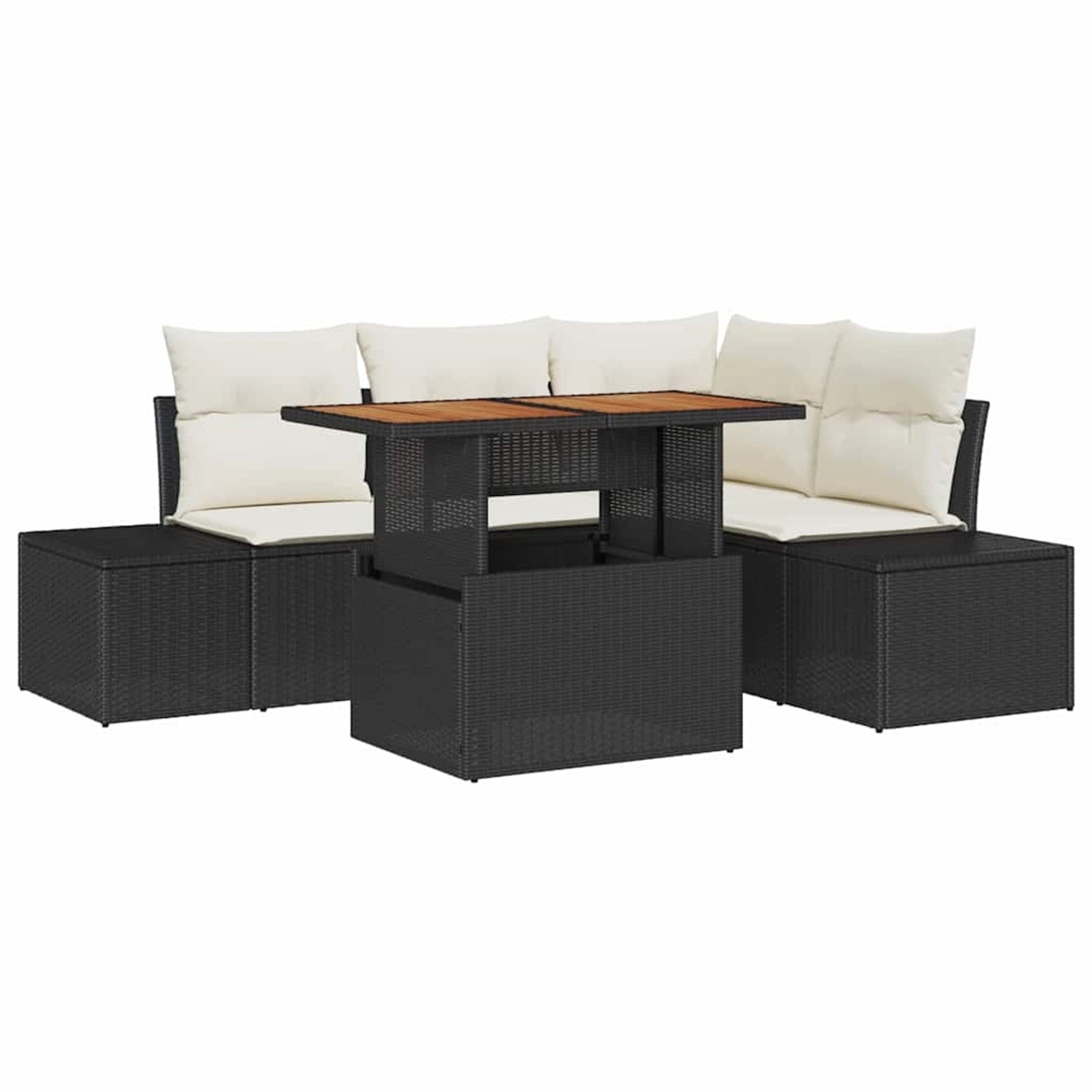 vidaXL Garten-Sofa-Set mit Speicher 5-Tlg Schwarz Poly Rattan 3358693 günstig online kaufen