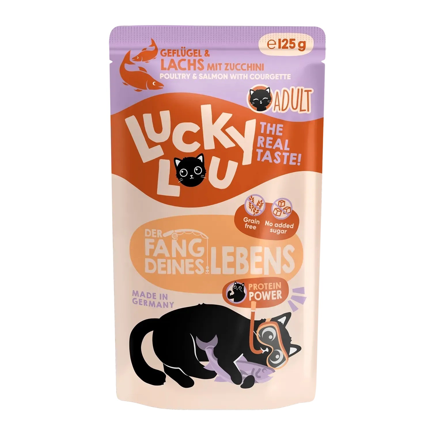 Lucky Lou Katzen-Nassfutter Lifestage Adult Geflügel & Lachs 125 g