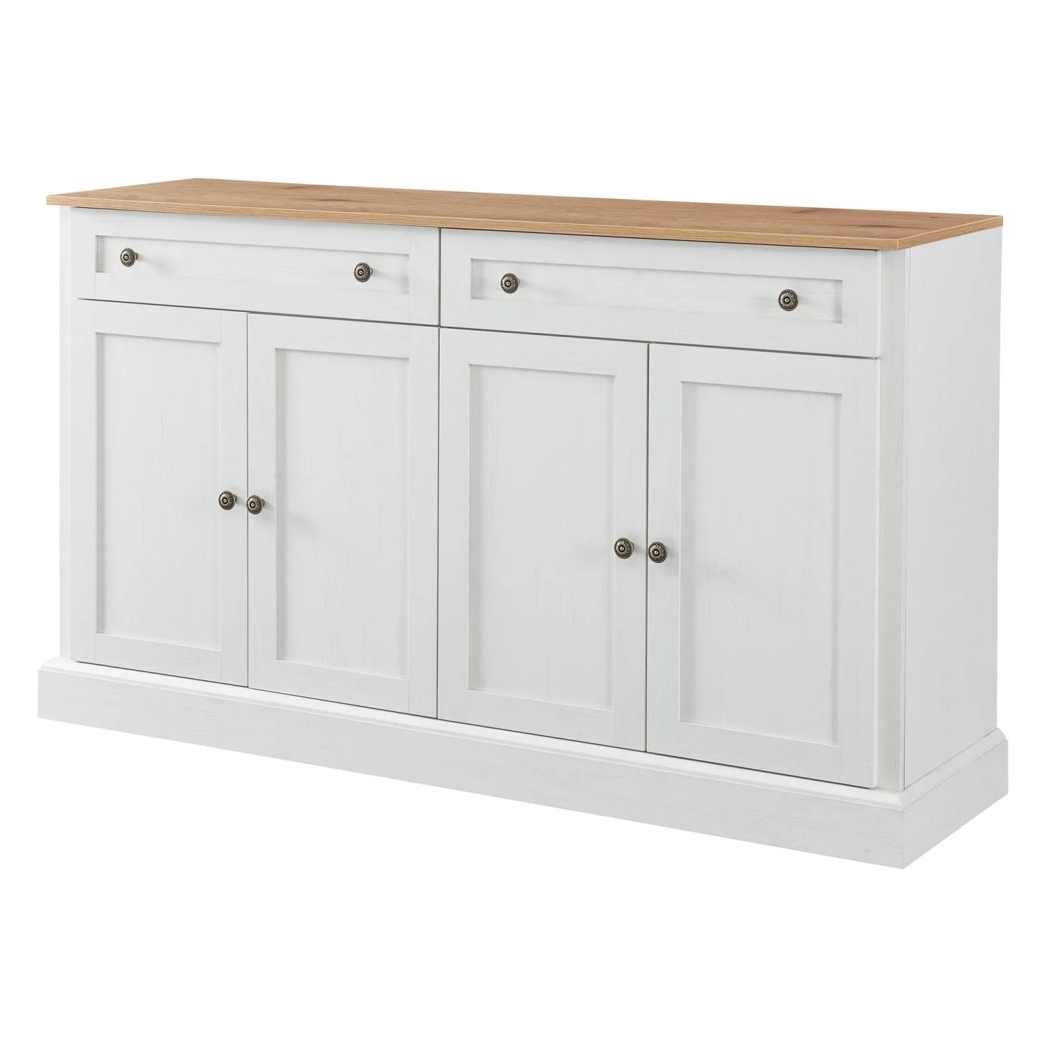 okwish Sideboard mit 4 Türen 2 Schubladen Esszimmer 150x40x86cm Natur