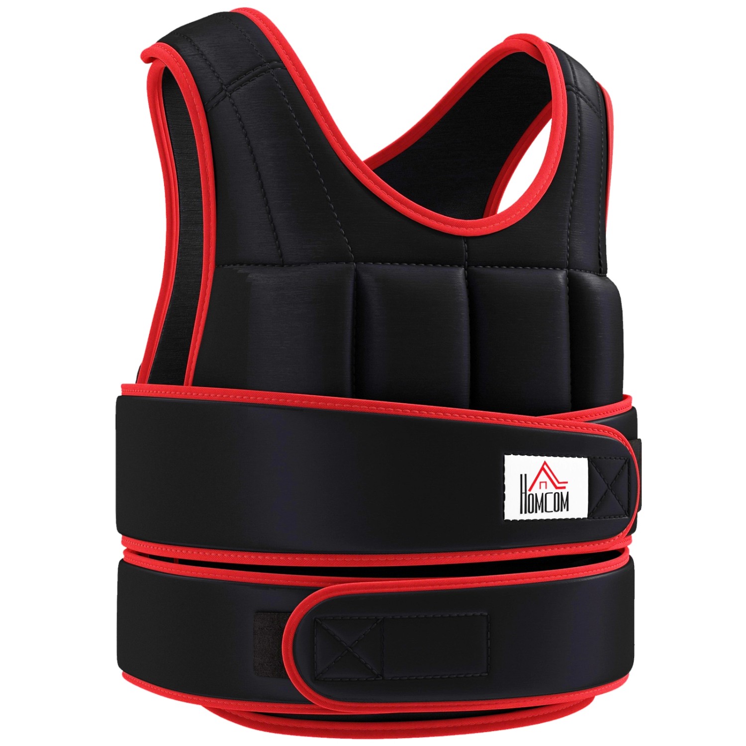 HOMCOM 20 kg Trainingsweste mit Gurten Oxford Metall-Sand Schwarz Rot 60 x 50 cm