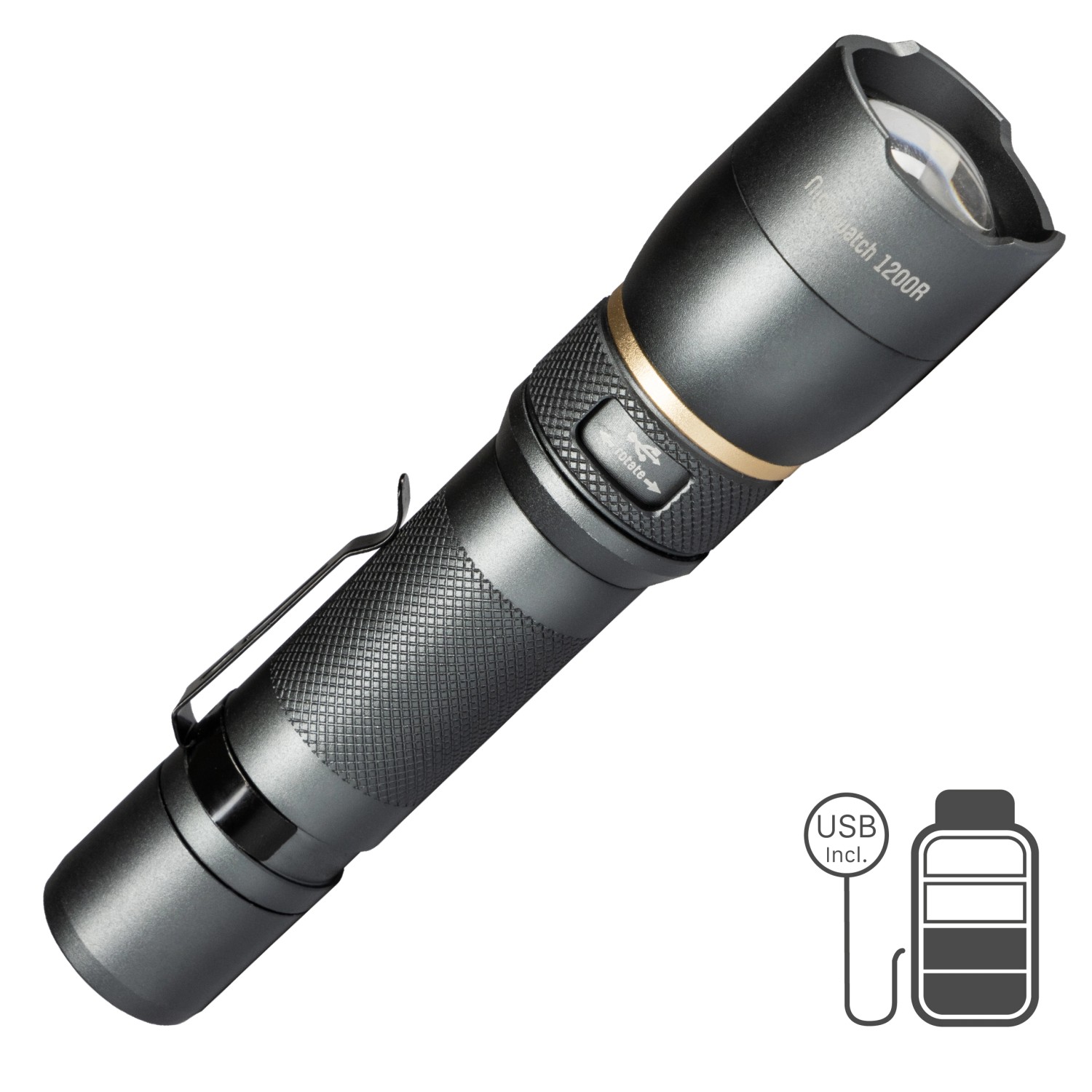 LED's Work Akku-Taschenlampe 1200lm 5000K IPX7 dimm- und zoombar