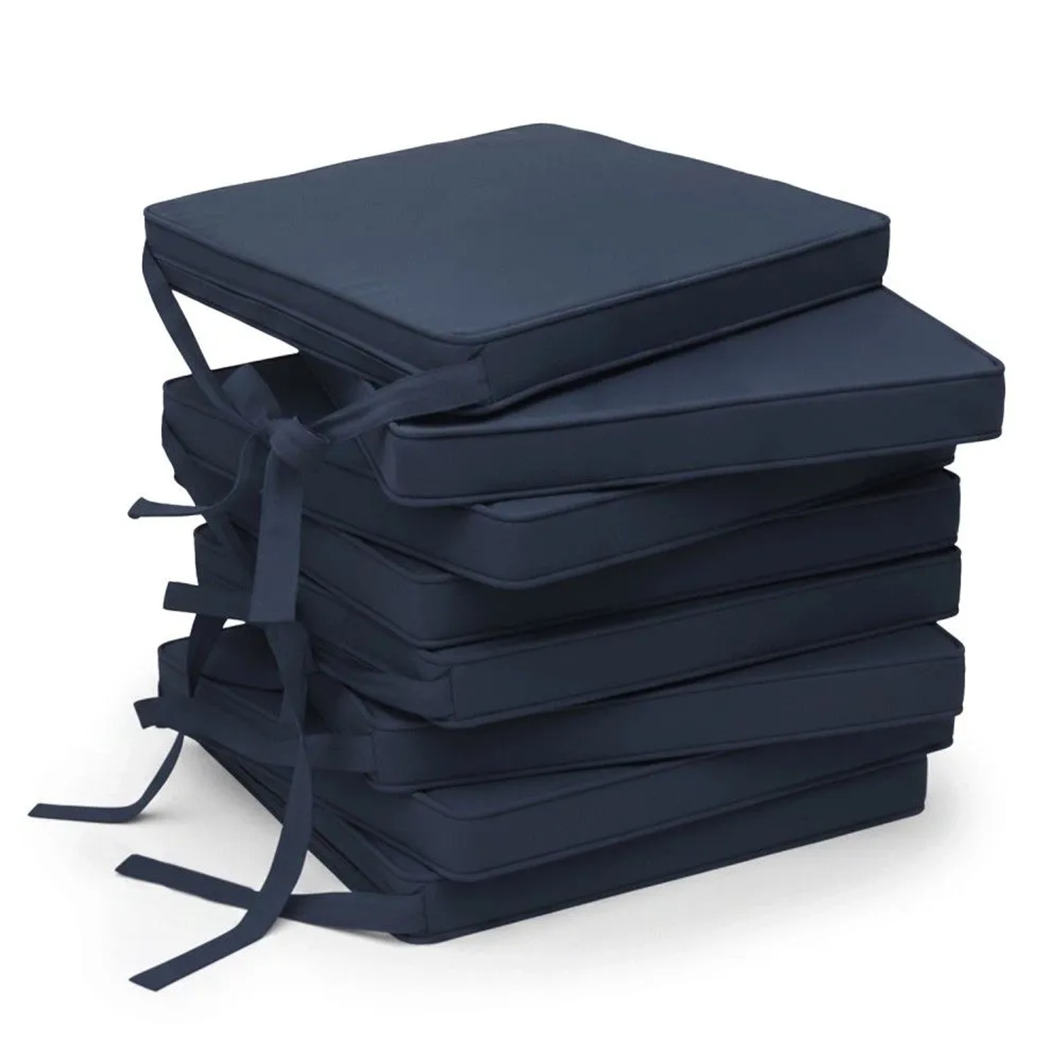 Beautissu 8er Set Loft SK Stuhlkissen 45x40 cm mit Bändern Rutschfest Dunkelblau